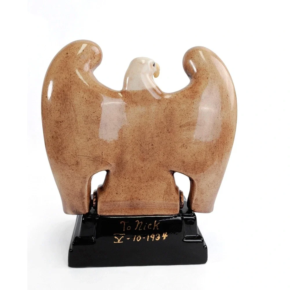 Vintage 1970s American Eagle Bookend Painted Ceramic Patriotic Decor